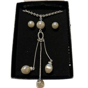 Avon Silver Necklace with White Pearls